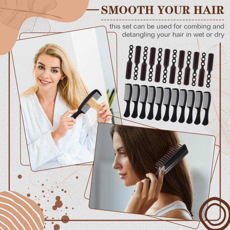 Baderke 48 Pcs Combs Set Bulk Hair Brushes for Homeless Individually Wrapped Hair Brush and Comb for Women Hotel Nursing Charity Travel(Black) - Image 3